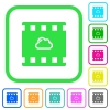 Cloud movie vivid colored flat icons in curved borders on white background - Cloud movie vivid colored flat icons