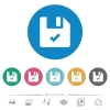 File ok flat white icons on round color backgrounds. 6 bonus icons included. - File ok flat round icons