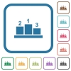 Winners podium with outside numbers simple icons in color rounded square frames on white background - Winners podium with outside numbers simple icons