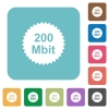 200 mbit guarantee sticker white flat icons on color rounded square backgrounds - 200 mbit guarantee sticker rounded square flat icons