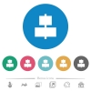 Align to center flat white icons on round color backgrounds. 6 bonus icons included. - Align to center flat round icons