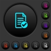 Document ok dark push buttons with vivid color icons on dark grey background - Document ok dark push buttons with color icons