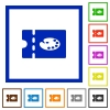 Paint shop discount coupon flat framed icons - Paint shop discount coupon flat color icons in square frames on white background