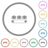 Luggage conveyor flat icons with outlines - Luggage conveyor flat color icons in round outlines on white background