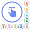 right handed scroll left gesture icons with shadows and outlines - right handed scroll left gesture flat color vector icons with shadows in round outlines on white background