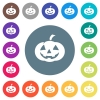 Halloween pumpkin flat white icons on round color backgrounds. 17 background color variations are included. - Halloween pumpkin flat white icons on round color backgrounds