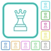 White chess queen vivid colored flat icons in curved borders on white background - White chess queen vivid colored flat icons