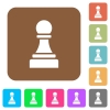 Black chess pawn rounded square flat icons - Black chess pawn flat icons on rounded square vivid color backgrounds.