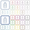 Water bottle color flat icons in rounded square frames. Thin and thick versions included. - Water bottle outlined flat color icons - Small thumbnail