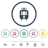 Tram flat color icons in round outlines. 6 bonus icons included. - Tram flat color icons in round outlines - Small thumbnail