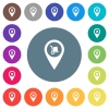 Parcel delivery GPS map location flat white icons on round color backgrounds - Parcel delivery GPS map location flat white icons on round color backgrounds. 17 background color variations are included.