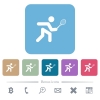 Tennis player flat icons on color rounded square backgrounds - Tennis player white flat icons on color rounded square backgrounds. 6 bonus icons included