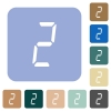 digital number two of seven segment type white flat icons on color rounded square backgrounds - digital number two of seven segment type rounded square flat icons