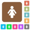 Female sign flat icons on rounded square vivid color backgrounds. - Female sign rounded square flat icons