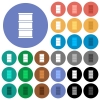 Barrel multi colored flat icons on round backgrounds. Included white, light and dark icon variations for hover and active status effects, and bonus shades. - Barrel round flat multi colored icons
