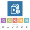 Unlock playlist flat white icons in square backgrounds - Unlock playlist flat white icons in square backgrounds. 6 bonus icons included.