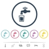 Drinking water flat color icons in round outlines. 6 bonus icons included. - Drinking water flat color icons in round outlines