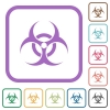 Biohazard sign simple icons in color rounded square frames on white background - Biohazard sign simple icons