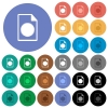 Certificate file multi colored flat icons on round backgrounds. Included white, light and dark icon variations for hover and active status effects, and bonus shades. - Certificate file round flat multi colored icons