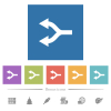 Split arrows left flat white icons in square backgrounds - Split arrows left flat white icons in square backgrounds. 6 bonus icons included.