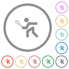 Tennis player flat color icons in round outlines on white background - Tennis player flat icons with outlines