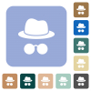 Incognito with glasses rounded square flat icons - Incognito with glasses white flat icons on color rounded square backgrounds