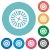 Roulette wheel flat white icons on round color backgrounds - Roulette wheel flat round icons - Small thumbnail