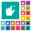 Left handed move right gesture multi colored flat icons on plain square backgrounds. Included white and darker icon variations for hover or active effects. - Left handed move right gesture square flat multi colored icons - Small thumbnail