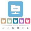 FTP print working directory flat icons on color rounded square backgrounds - FTP print working directory white flat icons on color rounded square backgrounds. 6 bonus icons included
