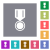 Medal with star flat icons on simple color square backgrounds - Medal with star square flat icons