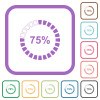 75 percent loaded simple icons - 75 percent loaded simple icons in color rounded square frames on white background