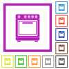 Oven flat color icons in square frames on white background - Oven flat framed icons