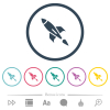 Rocket flat color icons in round outlines - Rocket flat color icons in round outlines. 6 bonus icons included.