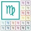 virgo zodiac symbol flat color icons with quadrant frames - virgo zodiac symbol flat color icons with quadrant frames on white background