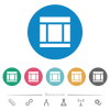 Three columned web layout flat round icons - Three columned web layout flat white icons on round color backgrounds. 6 bonus icons included.