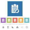 Note tagging flat white icons in square backgrounds - Note tagging flat white icons in square backgrounds. 6 bonus icons included.