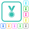 Medal vivid colored flat icons - Medal vivid colored flat icons in curved borders on white background