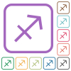 Sagittarius zodiac symbol simple icons in color rounded square frames on white background - Sagittarius zodiac symbol simple icons
