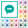 Delete comment flat color icons with quadrant frames - Delete comment flat color icons with quadrant frames on white background