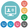 Criminal background check flat white icons on round color backgrounds - Criminal background check flat round icons