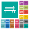 Park bench square flat multi colored icons - Park bench multi colored flat icons on plain square backgrounds. Included white and darker icon variations for hover or active effects.