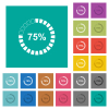75 percent loaded square flat multi colored icons - 75 percent loaded multi colored flat icons on plain square backgrounds. Included white and darker icon variations for hover or active effects.
