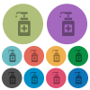 Hand sanitizer darker flat icons on color round background - Hand sanitizer color darker flat icons