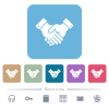 Partnership flat icons on color rounded square backgrounds - Partnership white flat icons on color rounded square backgrounds. 6 bonus icons included