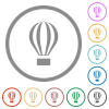 Air balloon flat color icons in round outlines on white background - Air balloon flat icons with outlines