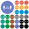 Social distancing 2 meters multi colored flat icons on round backgrounds. Included white, light and dark icon variations for hover and active status effects. - Social distancing 2 meters round flat multi colored icons