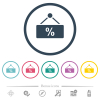 hanging discount table flat color icons in round outlines. 6 bonus icons included. - hanging discount table flat color icons in round outlines