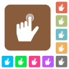 left handed clicking gesture flat icons on rounded square vivid color backgrounds. - left handed clicking gesture rounded square flat icons