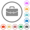 Satchel with two buckles flat color icons in round outlines on white background - Satchel with two buckles flat icons with outlines