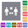 Incorrect social distancing square flat icons - Incorrect social distancing flat icons on simple color square backgrounds